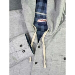 johnnie-O SurfLannel Bodhi Hooded Shirt Men's Size XL Gray Blue Plaid Lined